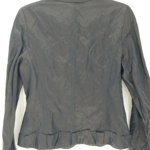 Anthropologie People Like Frank Pleated Edge Metallic Blazer Size Medium Blue - Picture 4 of 8